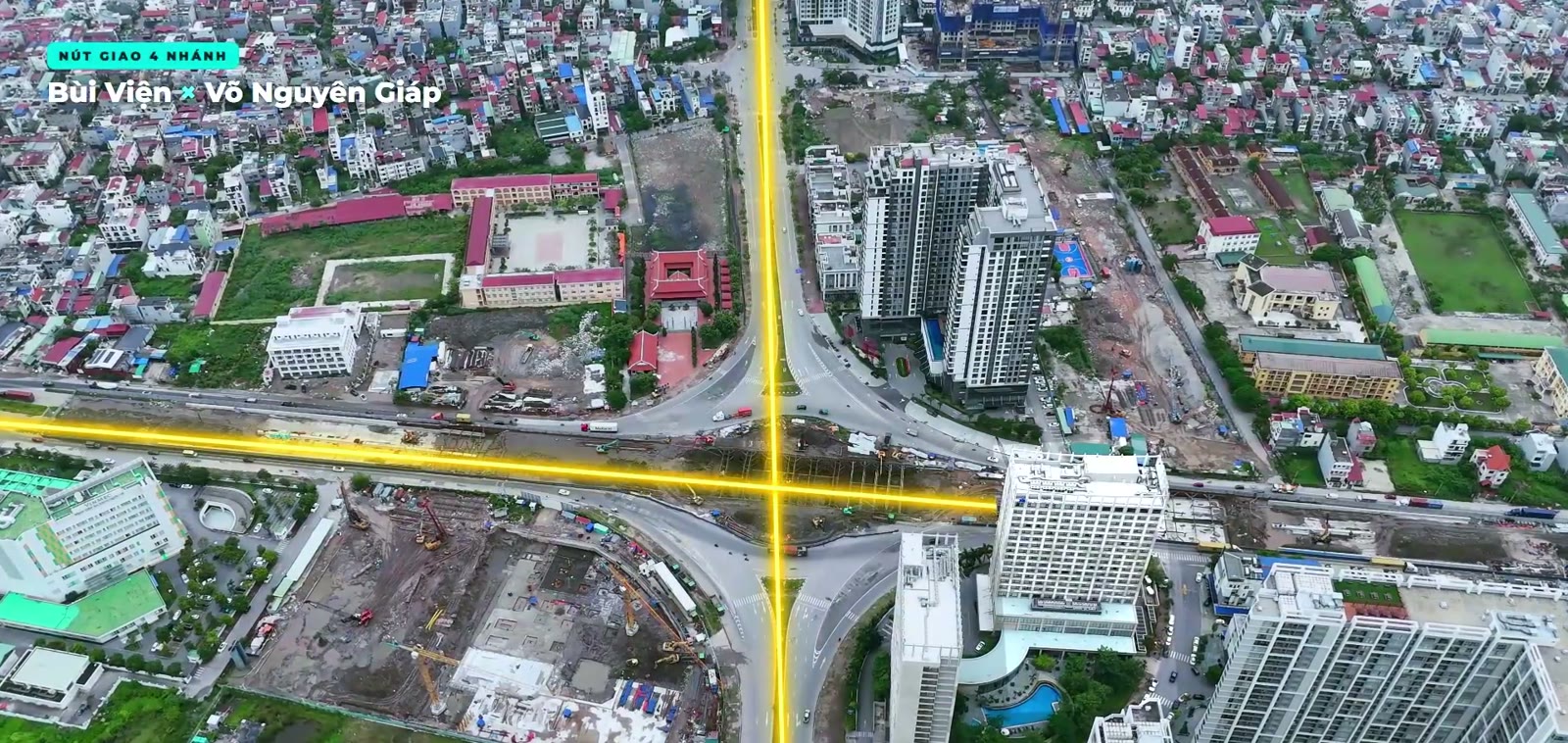 Sơ đồ bốn nhánh đường tại nút giao Bùi Viện và Võ Nguyên Giáp, Hải Phòng